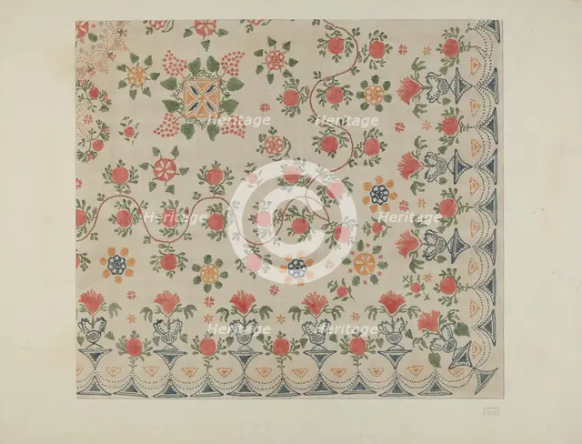 Printed Bedspread, c. 1938. Creator: Edward Kibbee.