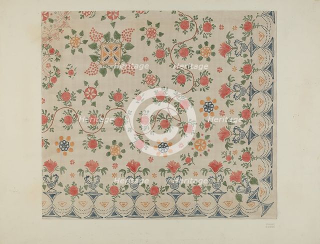 Printed Bedspread, c. 1938. Creator: Edward Kibbee.