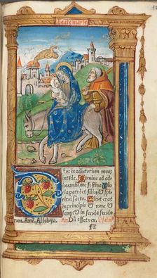 Printed Book of Hours (Use of Rome): fol. 42r, Flight into Egypt, 1510. Creator: Guillaume Le Rouge (French, Paris, active 1493-1517)