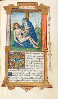 Printed Book of Hours (Use of Rome): fol. 53r, Pieta, 1510. Creator: Guillaume Le Rouge (French, Paris, active 1493-1517)