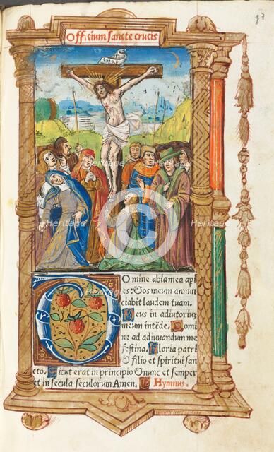 Printed Book of Hours (Use of Rome): fol. 55r, The Crucifixion, 1510. Creator: Guillaume Le Rouge (French, Paris, active 1493-1517).