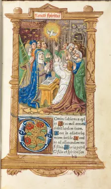 Printed Book of Hours (Use of Rome): fol. 58r, Pentecost, 1510. Creator: Guillaume Le Rouge (French, Paris, active 1493-1517)