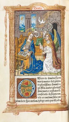 Printed Book of Hours (Use of Rome): fol. 60v, The Annunciation, 1510. Creator: Guillaume Le Rouge (French, Paris, active 1493-1517)