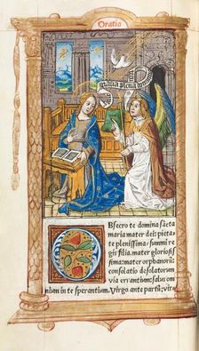 Printed Book of Hours (Use of Rome): fol. 60v, The Annunciation, 1510. Creator: Guillaume Le Rouge (French, Paris, active 1493-1517)