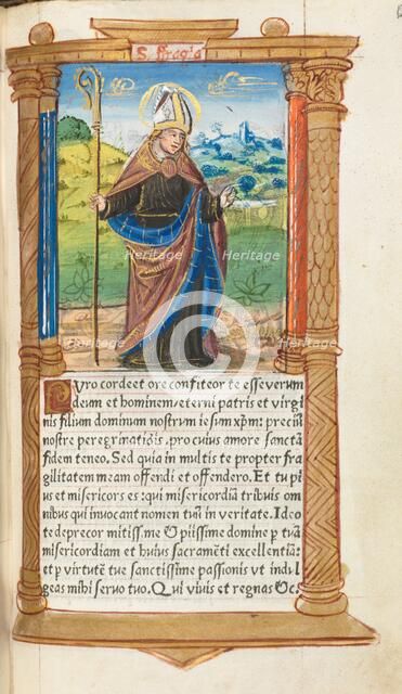 Printed Book of Hours (Use of Rome): fol. 96r, St. Augustine, 1510. Creator: Guillaume Le Rouge (French, Paris, active 1493-1517).