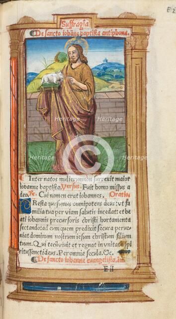 Printed Book of Hours (Use of Rome): fol. 98r, St. John the Baptist, 1510. Creator: Guillaume Le Rouge (French, Paris, active 1493-1517).