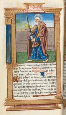 Printed Book of Hours (Use of Rome): fol. 99v, St. Paul, 1510. Creator: Guillaume Le Rouge (French, Paris, active 1493-1517)
