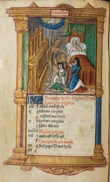 Printed Book of Hours (Use of Rome): fol. 13v, December calendar page , 1510. Creator: Guillaume Le Rouge (French, Paris, active 1493-1517)