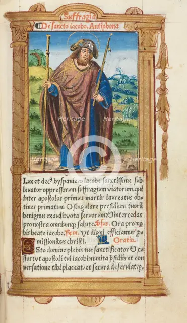 Printed Book of Hours (Use of Rome): fol. 100r, St. James the Greater, 1510. Creator: Guillaume Le Rouge (French, Paris, active 1493-1517).