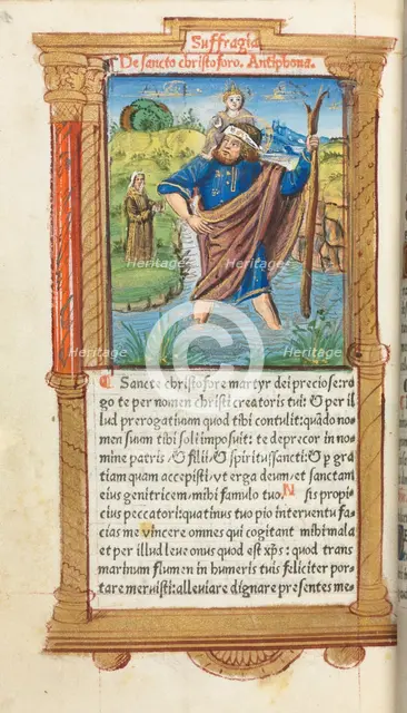 Printed Book of Hours (Use of Rome): fol. 101v, St. Christopher, 1510. Creator: Guillaume Le Rouge (French, Paris, active 1493-1517).
