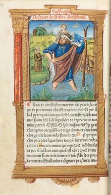 Printed Book of Hours (Use of Rome): fol. 101v, St. Christopher, 1510. Creator: Guillaume Le Rouge (French, Paris, active 1493-1517)