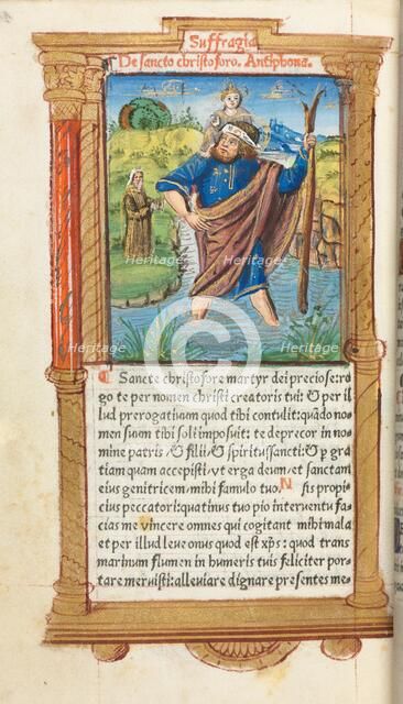 Printed Book of Hours (Use of Rome): fol. 101v, St. Christopher, 1510. Creator: Guillaume Le Rouge (French, Paris, active 1493-1517).