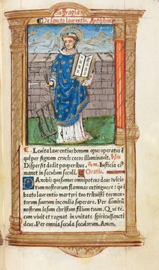 Printed Book of Hours (Use of Rome): fol. 101r, St. Lawrence, 1510. Creator: Guillaume Le Rouge (French, Paris, active 1493-1517)