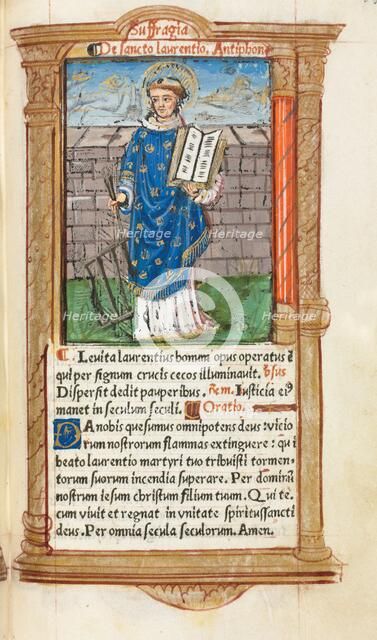 Printed Book of Hours (Use of Rome): fol. 101r, St. Lawrence, 1510. Creator: Guillaume Le Rouge (French, Paris, active 1493-1517).