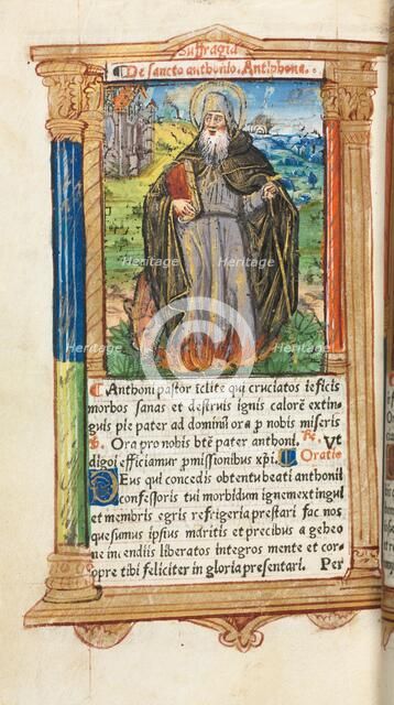 Printed Book of Hours (Use of Rome): fol. 104v, St. Anthony Abbot, 1510. Creator: Guillaume Le Rouge (French, Paris, active 1493-1517).