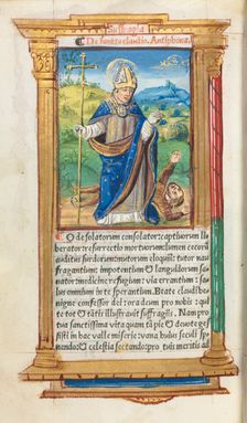 Printed Book of Hours (Use of Rome): fol. 105v, St. Claude as Bishop, 1510. Creator: Guillaume Le Rouge (French, Paris, active 1493-1517)