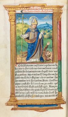 Printed Book of Hours (Use of Rome): fol. 105v, St. Claude as Bishop, 1510. Creator: Guillaume Le Rouge (French, Paris, active 1493-1517)