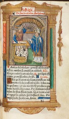Printed Book of Hours (Use of Rome): fol. 105r, St. Nicholas, 1510. Creator: Guillaume Le Rouge (French, Paris, active 1493-1517)
