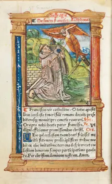 Printed Book of Hours (Use of Rome): fol. 106v, St. Francis of Assisi, 1510. Creator: Guillaume Le Rouge (French, Paris, active 1493-1517)