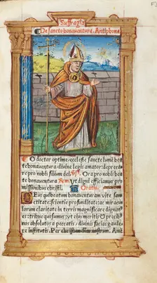 Printed Book of Hours (Use of Rome): fol. 107r, St. Bonaventura, 1510. Creator: Guillaume Le Rouge (French, Paris, active 1493-1517)