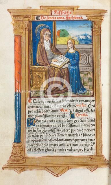 Printed Book of Hours (Use of Rome): fol. 108v, St. Anne and the Virgin Mary, 1510. Creator: Guillaume Le Rouge (French, Paris, active 1493-1517).
