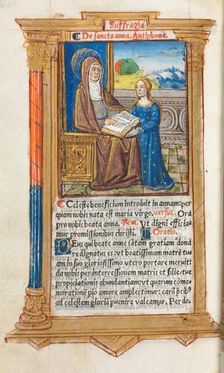 Printed Book of Hours (Use of Rome): fol. 108v, St. Anne and the Virgin Mary, 1510. Creator: Guillaume Le Rouge (French, Paris, active 1493-1517)