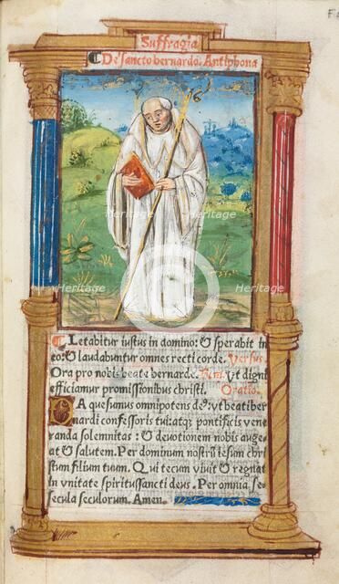 Printed Book of Hours (Use of Rome): fol. 108r, St. Bernard of Clairvaulx, 1510. Creator: Guillaume Le Rouge (French, Paris, active 1493-1517).
