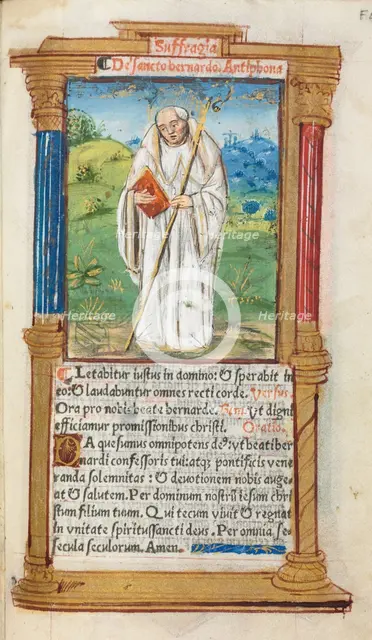 Printed Book of Hours (Use of Rome): fol. 108r, St. Bernard of Clairvaulx, 1510. Creator: Guillaume Le Rouge (French, Paris, active 1493-1517).