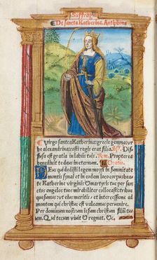 Printed Book of Hours (Use of Rome): fol. 109v, St. Catherine, 1510. Creator: Guillaume Le Rouge (French, Paris, active 1493-1517)