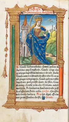 Printed Book of Hours (Use of Rome): fol. 110v, St. Barbara, 1510. Creator: Guillaume Le Rouge (French, Paris, active 1493-1517)
