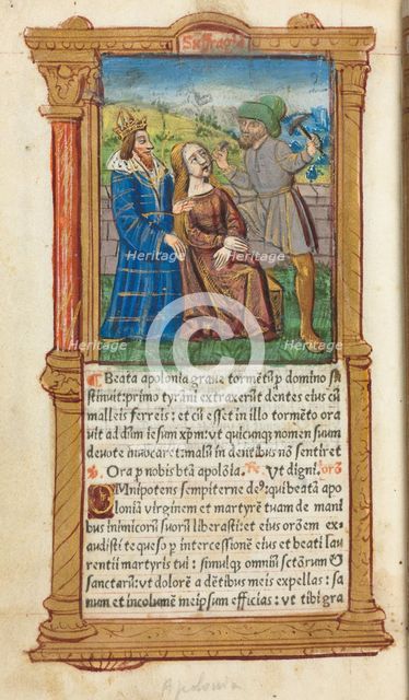 Printed Book of Hours (Use of Rome): fol. 111v, St. Apollonia, 1510. Creator: Guillaume Le Rouge (French, Paris, active 1493-1517).
