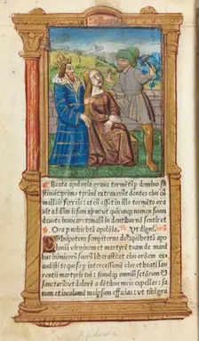 Printed Book of Hours (Use of Rome): fol. 111v, St. Apollonia, 1510. Creator: Guillaume Le Rouge (French, Paris, active 1493-1517)