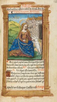 Printed Book of Hours (Use of Rome): fol. 112r, St. Agnes, 1510. Creator: Guillaume Le Rouge (French, Paris, active 1493-1517)