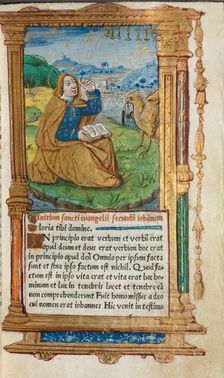 Printed Book of Hours (Use of Rome): fol. 17r, St. John on Patmos, 1510. Creator: Guillaume Le Rouge (French, Paris, active 1493-1517)
