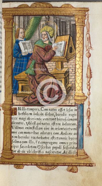 Printed Book of Hours (Use of Rome): fol. 19r, St. Matthew, 1510. Creator: Guillaume Le Rouge (French, Paris, active 1493-1517).