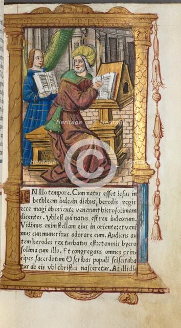 Printed Book of Hours (Use of Rome): fol. 19r, St. Matthew, 1510. Creator: Guillaume Le Rouge (French, Paris, active 1493-1517).