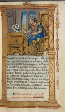 Printed Book of Hours (Use of Rome): fol. 20r, St. Mark, 1510. Creator: Guillaume Le Rouge (French, Paris, active 1493-1517)