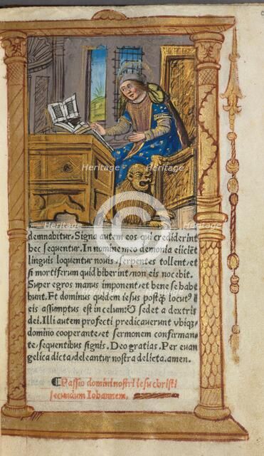 Printed Book of Hours (Use of Rome): fol. 20r, St. Mark, 1510. Creator: Guillaume Le Rouge (French, Paris, active 1493-1517).