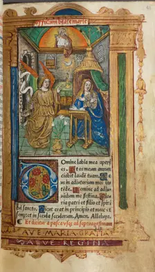 Printed Book of Hours (Use of Rome): fol. 25r, The Annunciation, 1510. Creator: Guillaume Le Rouge (French, Paris, active 1493-1517)