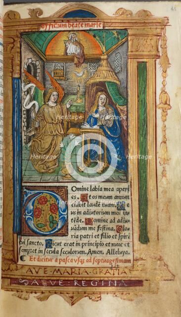 Printed Book of Hours (Use of Rome): fol. 25r, The Annunciation, 1510. Creator: Guillaume Le Rouge (French, Paris, active 1493-1517).