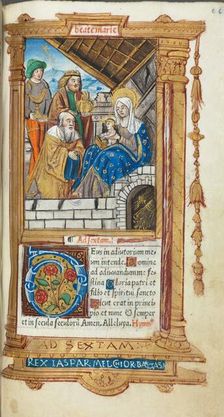 Printed Book of Hours (Use of Rome): fol. 38r, Adoration of the Magi, 1510. Creator: Guillaume Le Rouge (French, Paris, active 1493-1517)