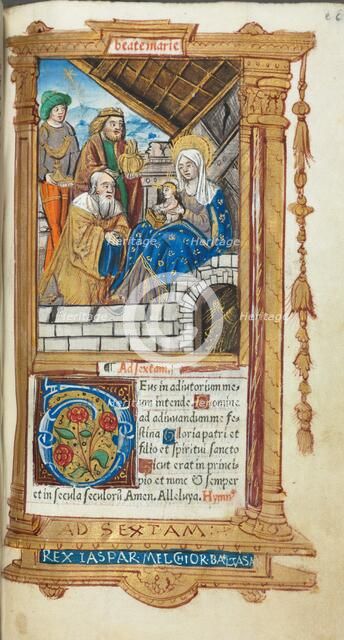 Printed Book of Hours (Use of Rome): fol. 38r, Adoration of the Magi, 1510. Creator: Guillaume Le Rouge (French, Paris, active 1493-1517).