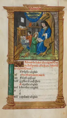 Printed Book of Hours (Use of Rome): fol. 3v, February calendar illustration, 1510. Creator: Guillaume Le Rouge (French, Paris, active 1493-1517)