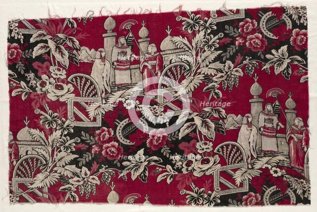 Printed Cotton with Egyptian Scene, 1800s. Creator: Unknown.