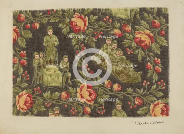 Printed Cotton (Winter Sports), c. 1939. Creator: Pearl Gibbo.
