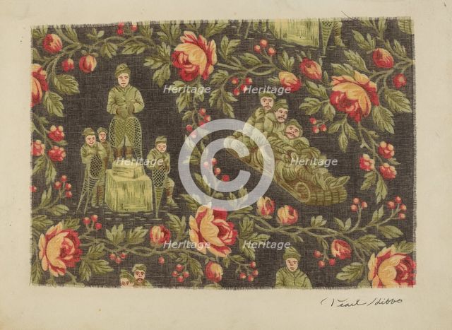 Printed Cotton (Winter Sports), c. 1939. Creator: Pearl Gibbo.