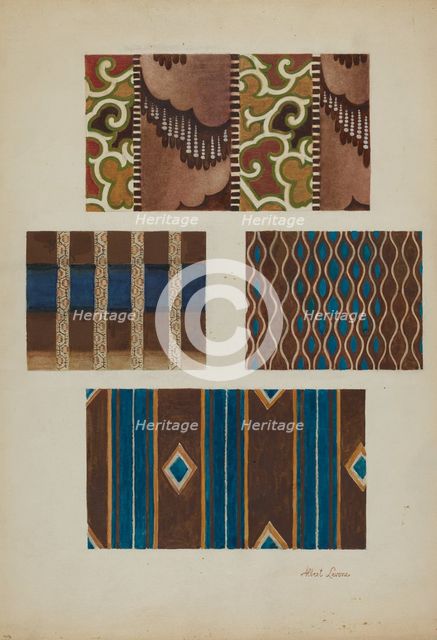 Printed Cottons (from Quilt), c. 1937. Creator: Albert J. Levone.