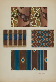 Printed Cottons (from Quilt), c. 1937. Creator: Albert J. Levone