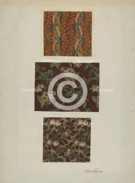 Printed Cottons from Quilt, c. 1939. Creator: Albert J. Levone.