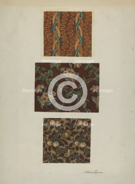 Printed Cottons from Quilt, c. 1939. Creator: Albert J. Levone.